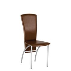 Стул обеденный металлический Amely slim chrome коричневый - фото
