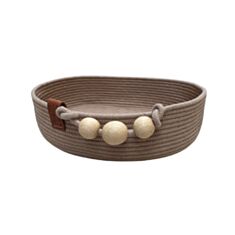 Корзина хлопковая Diy с деревянными кольцами 25*20*7 см латте - фото