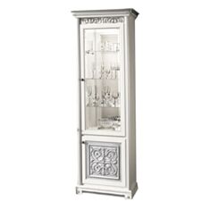 Витрина однодверная Тоскана вариант №1 белый/серебро - фото