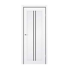 Міжкімнатні двері StilDoors Barcelona 800 мм білий мат чорне скло - фото
