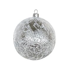 Елочная игрушка пластиковая KM Ретро снег 8 см серебряная - фото