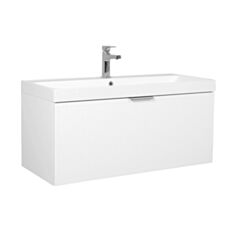 Тумба Aqua Rodos Fabio консольная белая с умывальником Fabio 100 см - фото