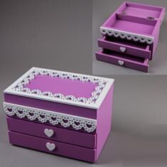 Скринька дерев'яна бузкова з шухлядою 015TP 18*11*12см  - фото