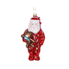 Прикраса ялинкова Санта з ведмедиком BonaDi NY29-351 14,5 см - фото
