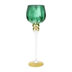Підсвічник скляний BonaDi 527-777 40 см смарагдово-зелений із золотом - фото