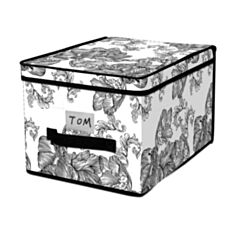 Корзина для хранения Idea Home Anthracite Flowers NP-101L с крышкой 40*30*25 см - фото