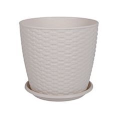 Горщик Алеана Ротанг з підставкою 24*22 см біла троянда - фото