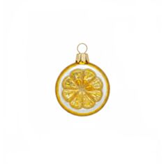 Елочная игрушка стеклянная ручной работы Orbital Апельсин  - фото
