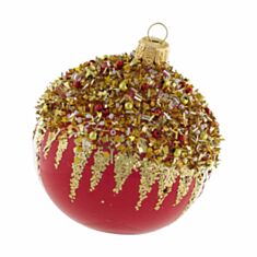 Ялинкова іграшка скляна ручної роботи "Д-215" Orbital 100 мм червона - фото