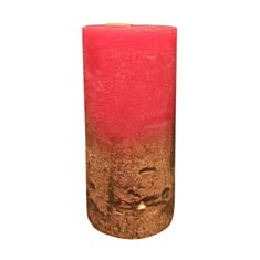 Свеча цилиндр раскрывается Candy Light С07*15/1-3.3-9.2 омбре красно-золотая - фото