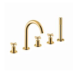 Смеситель для ванны Newform Blink 70882C.61.020 на 5 отверстий PVD Glossy gold золото - фото