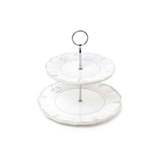 Етажерка дворівнева Королівська лілія біла керамічна BonaDi 545-139 23 см - фото