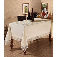 Скатертина Beysu Tabe AGK з гіпюром Beyaz-білий 160*220 - фото