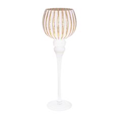 Підсвічник скляний BonaDi 527-775 40 см білий з золотим - фото