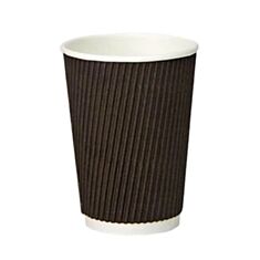Стакан паперовий PROservice Riple 400 мл 15 шт коричневий - фото