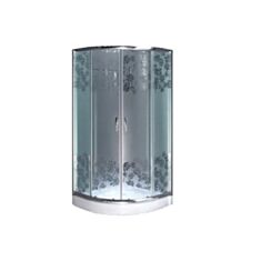 Душова кабіна Santeh 9001-W ECO R-90 Flowers з піддоном - фото
