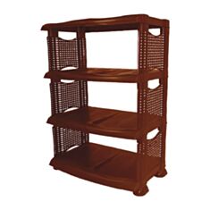 Полиця для взуття R-Plastic Ротанг 4-рівнів 34*57*85 см коричнева - фото