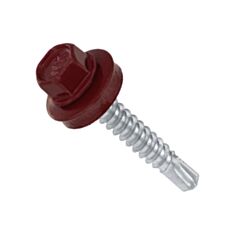 Саморез кровельный Wkret-Met RAL3005 с прокладкой 4,8*19 мм темно-красный - фото