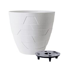 Горщик Алеана Керамо 128001 зі вставкою 14,5*13 см біла троянда бетон - фото