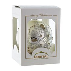 Елочная игрушка стеклянная ручной работы "Ш-300" Orbital 10 см белый - фото