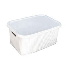 Корзина для белья Elif Nostalgia с крышкой 10 л белая - фото