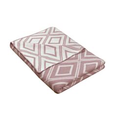 Плед в'язаний Прованс Плитка 130*180 пудра-білий - фото