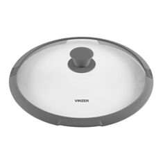 Кришка скляна Vinzer 50252 з силіконовим обідком 28 см - фото