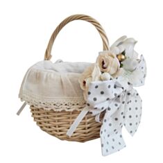 Корзина пасхальная HS №8 с декором бочка/беленая лоза - фото