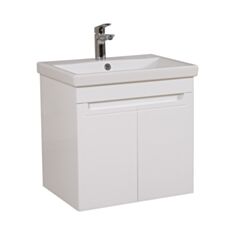 Тумба Aqua Rodos Омега консольна біла з умивальником Еліт 60 см - фото