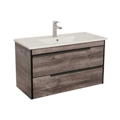Тумба Aqua Rodos Loft-Neo консольная дуб морас с умывальником Arte 100 см - фото