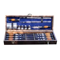 Набор шампуров Шмель велюр в кейсе 16 предметов - фото