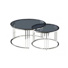 Комплект журнальных столиков Signal Vienna стекло дымчатое/серебро - фото
