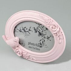 Фоторамка з пташкою овальна рожева 018CT - фото