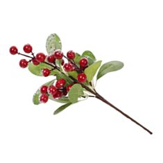 Декоративна новорічна гілка з червоними ягодами і листочками БД 128-101 - фото