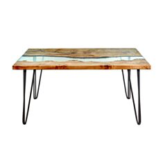 Журнальний столик Wood and resin прозора зелена заливка - фото