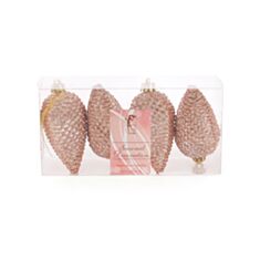 Набор елочных украшений Шишки БД 147-311 4 шт 8 см шампань - фото