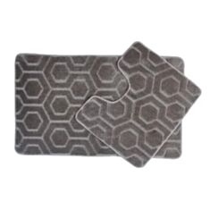 Набор ковриков для ванной и туалета Dariana Standart Соты светло-серый - фото