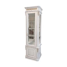 Вітрина однодверна Барон біла/патина золото - фото