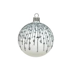 Елочная игрушка стеклянная ручной работы "Д-294-2" Orbital 80 мм фарфор - фото