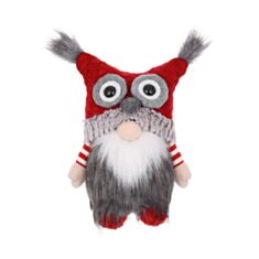 Игрушка новогодняя мягкая Гном в шапке Сова BonaDi 877-330 37 см красная с серым - фото