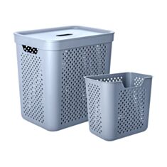 Корзина для белья Алеана Simple 171038 с органайзером 35 л серый мат - фото