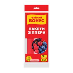 Пакеты-зипперы для продуктов Бонус 3 л 5 шт - фото