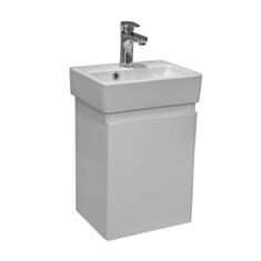 Тумба Aqua Rodos Акцент консольная белая с умывальником Mini 37 см - фото