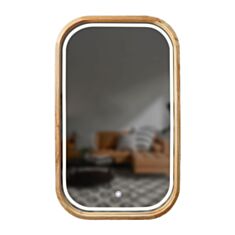 Дзеркало Luxury Wood Reliability Slim LED ясен натуральний 60*90 см - фото