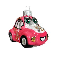 Елочная игрушка стеклянная ручной работы Orbital Машинка - фото