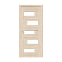 Межкомнатная дверь ПВХ Омис Домино ПО 600 мм стекло сатин дуб беленый - фото