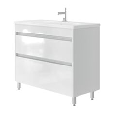 Тумба Ювента Luton Lt-100 з умивальником Soft 100 см біла - фото