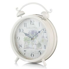 Часы-будильник белые 100A 21см - фото