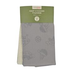 Набір кухонних рушників Home Line 118297 40*60 кремово-сірий 2 шт - фото