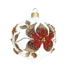 Елочная игрушка стеклянная ручной работы Orbital Д-188 8 см белая - фото